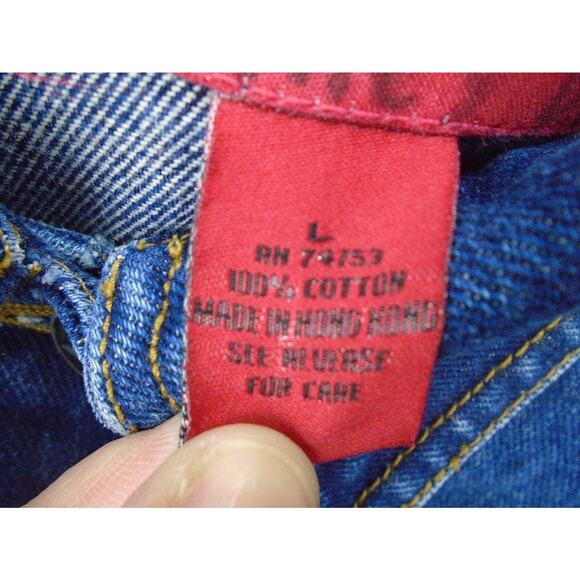 Vintage Cyber Y2K zana di Blue Denim Jean Jacket Boxy Crop Denim Coat Size Large - Picture 5 of 9